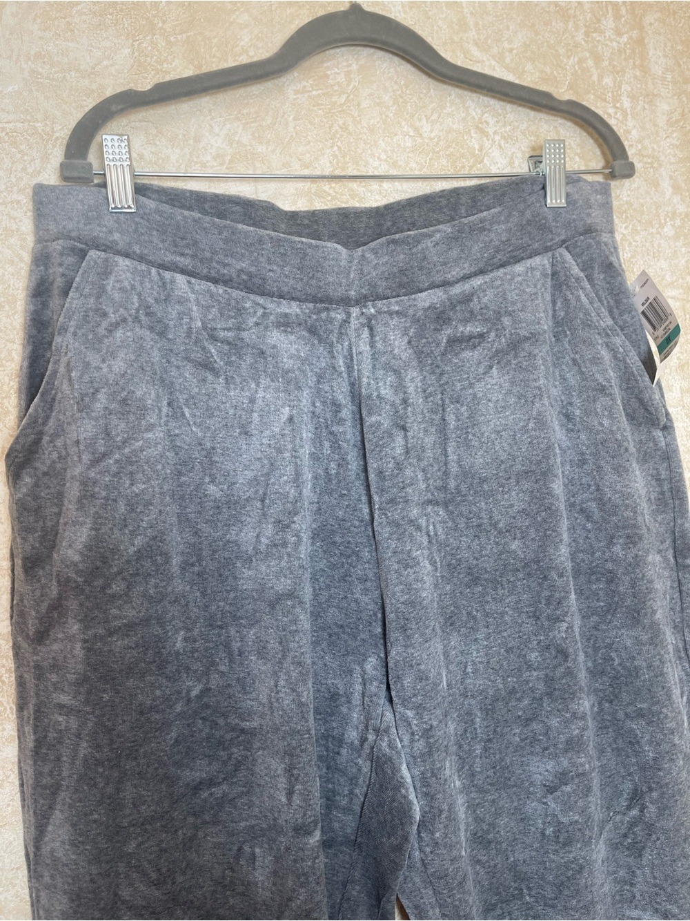 Charter Club Women Grey Velour Plush Lounge Pants Size 0X Cozy Casual NWT - Picture 3 of 10